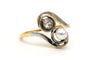 Bague 54 Art Nouveau - Bague en or blanc et jaune 18 carats, perle et diamants 58 Facettes B882