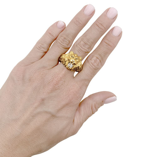 Bague 70 Bague Lion en or jaune et diamant 58 Facettes 35726