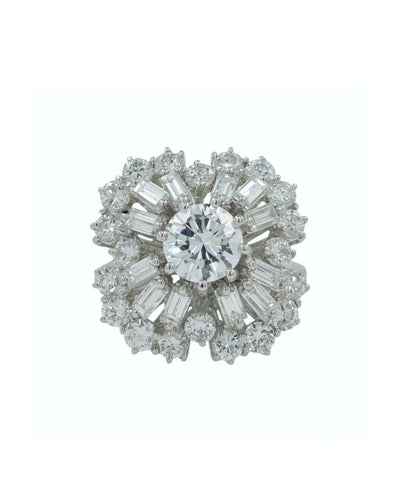 Bague 53 Bague en or blanc 18 ct avec diamants ronds et baguette 58 Facettes BRI094