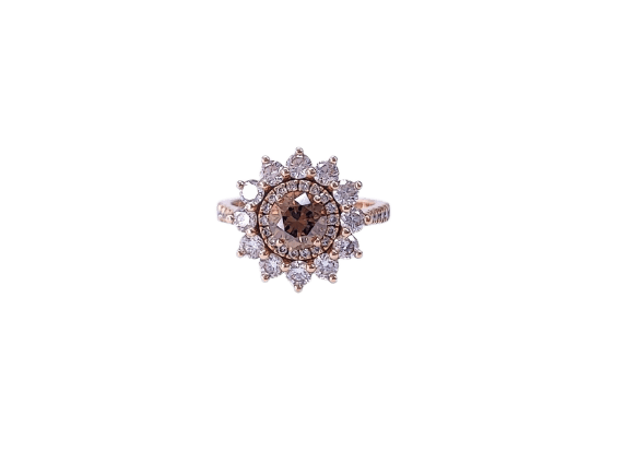 Bague 51 Gemmyo Lefkos - Bague marguerite en or rose et diamants 58 Facettes Gmyo-2370