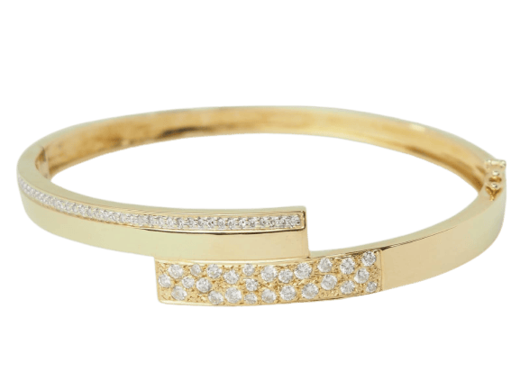 Bracelet Bracelet jonc ouvrant en or jaune et diamants 58 Facettes 33362