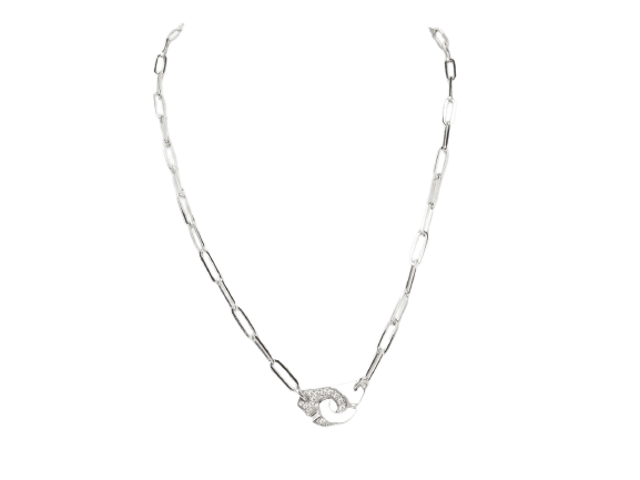 Collier Dinh Van - Collier Menottes R12 en or blanc et diamants 58 Facettes 33175