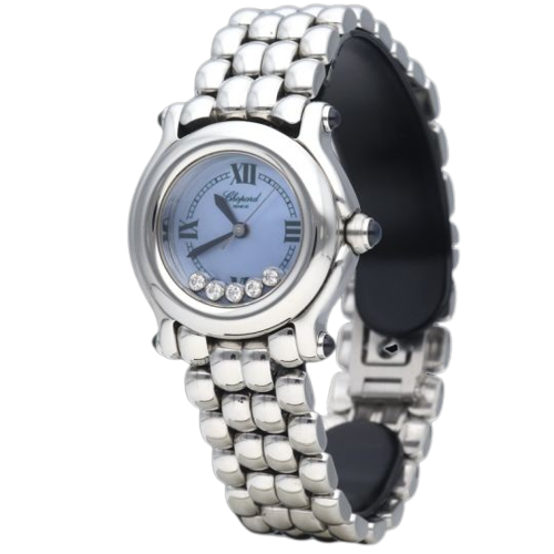 Chopard Happy Sport Mini – Ocelové hodinky s perleťovým ciferníkem 