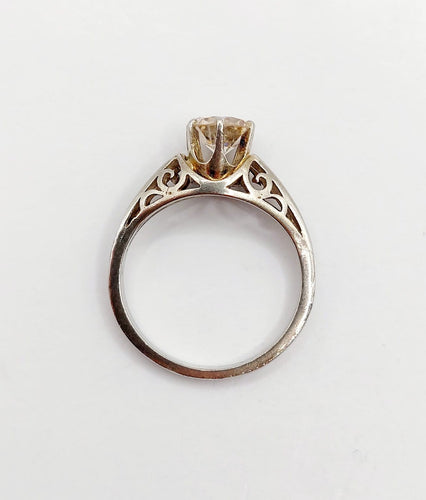 Bague 53 Bague solitaire Art déco en or blanc 14K et diamant 1,00 ct 58 Facettes A07336