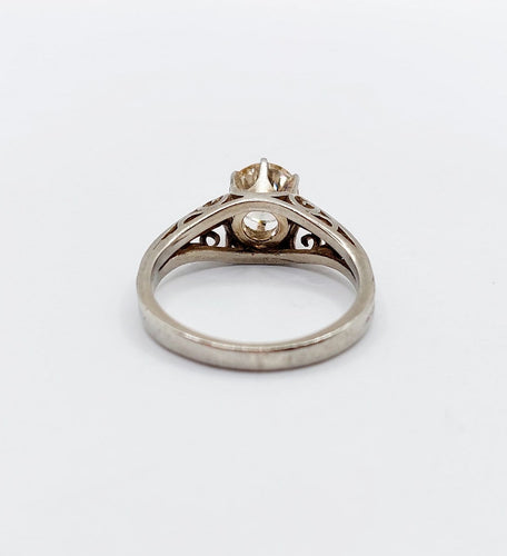 Bague 53 Bague solitaire Art déco en or blanc 14K et diamant 1,00 ct 58 Facettes A07336