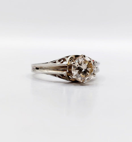 Bague 53 Bague solitaire Art déco en or blanc 14K et diamant 1,00 ct 58 Facettes A07336