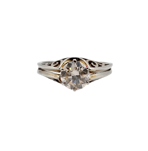 Ring Solitaire Art Deco in 14K white gold and 1.00 ct diamond 