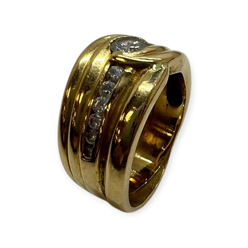 Bague 54 Bague design croisé en or jaune et diamants 58 Facettes 330083257