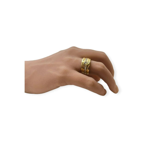 Bague 54 Bague design croisé en or jaune et diamants 58 Facettes 330083257