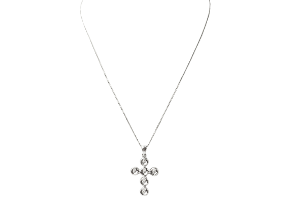 Collier Collier croix en or blanc et diamants 58 Facettes 21080