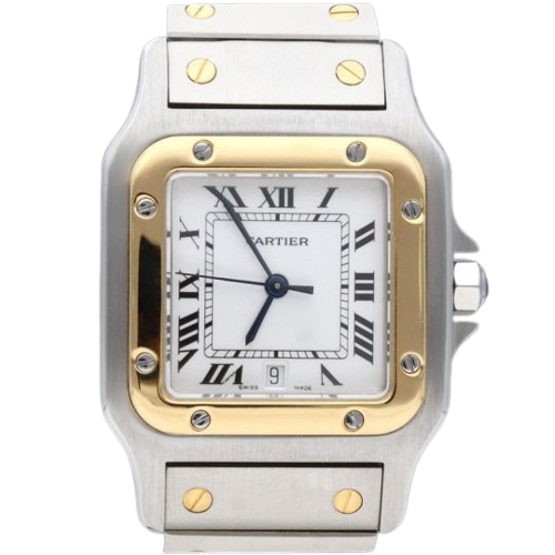 Cartier Santos Galbée - Yellow gold and steel watch 