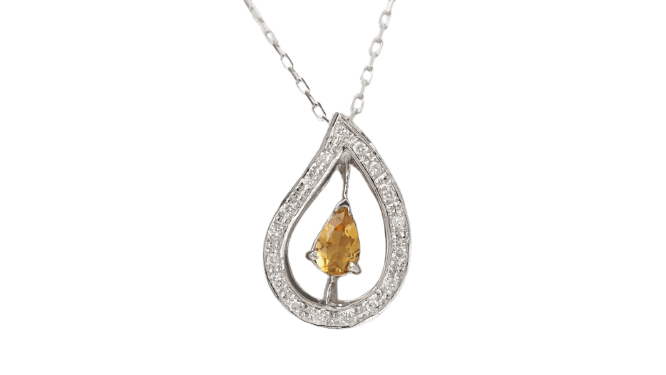 Collier Collier en or blanc 18 kt, citrine et diamants 58 Facettes 32805