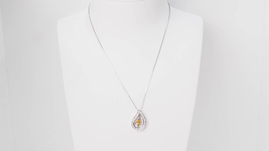 Collier Collier en or blanc 18 kt, citrine et diamants 58 Facettes 32805