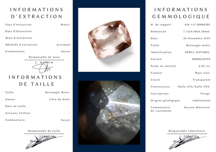Pendentif Morganite - Pierre rectangle mixte du Brésil 2,00 ct 58 Facettes #24-117-BRMGRS