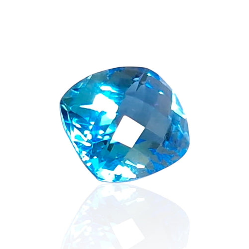 Pendentif Topaze London Blue - Pierre 6,295 ct taille Choval Bubble 58 Facettes #26-011-TPLBBZ