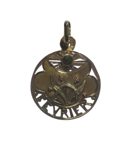 Art Nouveau - February pendant in rose gold and peridot 