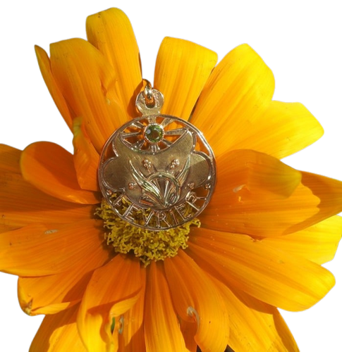 Art Nouveau - February pendant in rose gold and peridot 