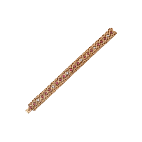 Van Cleef & Arpels - Kloubový náramek ze žlutého zlata, rubínů a diamantů 