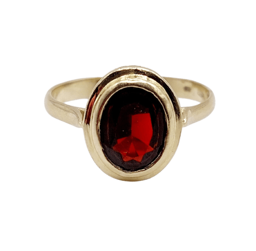 Bague 54.5 Bague vintage en or 14k et grenat serti clos 58 Facettes A07377