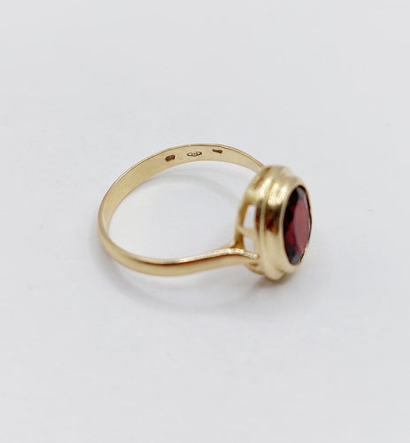 Bague 54.5 Bague vintage en or 14k et grenat serti clos 58 Facettes A07377