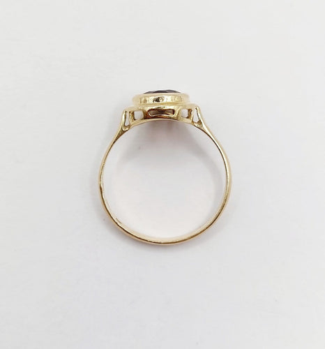 Bague 54.5 Bague vintage en or 14k et grenat serti clos 58 Facettes A07377