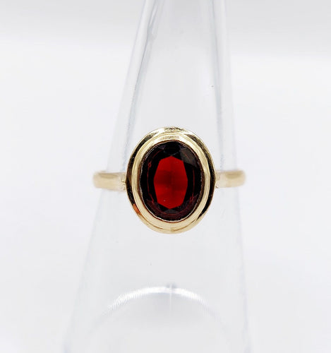 Bague 54.5 Bague vintage en or 14k et grenat serti clos 58 Facettes A07377