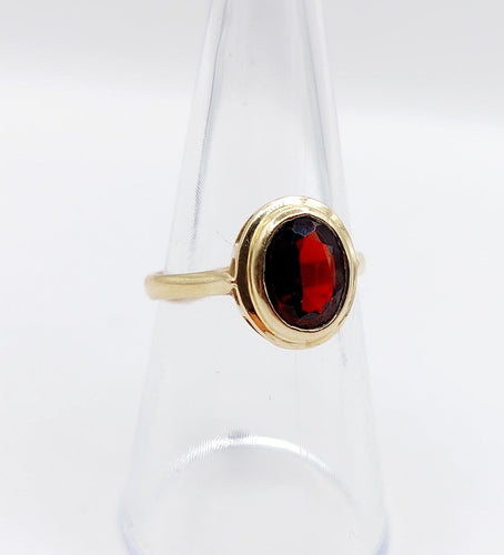 Bague 54.5 Bague vintage en or 14k et grenat serti clos 58 Facettes A07377