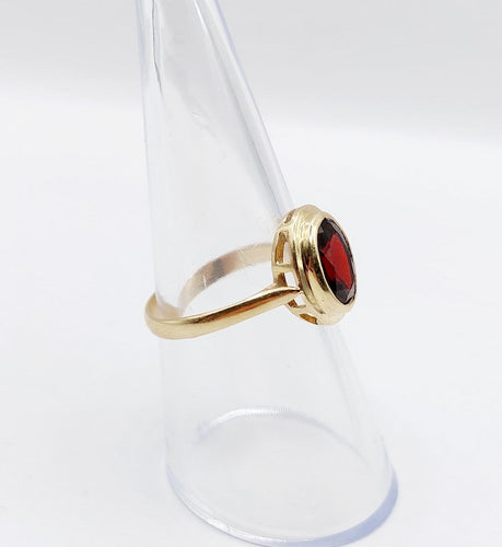 Bague 54.5 Bague vintage en or 14k et grenat serti clos 58 Facettes A07377