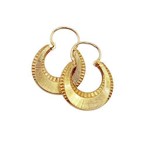 Creoler Art Deco i 18k guld med geometriske mønstre 