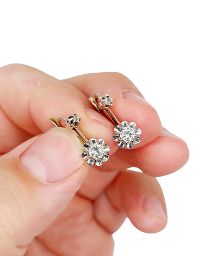 Nukkujat korvakorut Art Deco 18k valkokultaa ja timantteja 