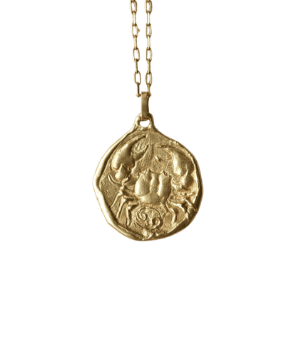 Astrologisk medalj Kräftan - Hängsmycke i gult guld 