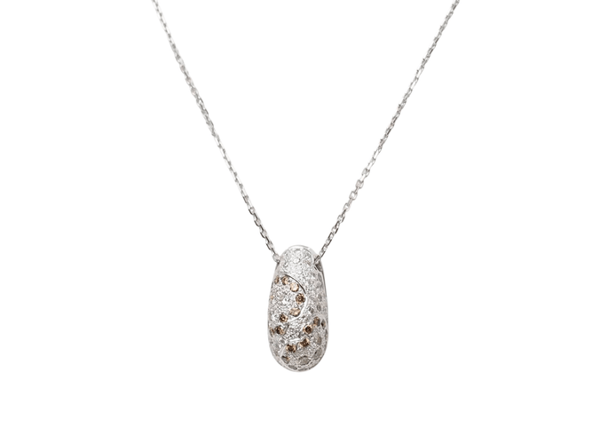Collier Collier - Pendentif dôme en or blanc et diamants 58 Facettes 27313/27307