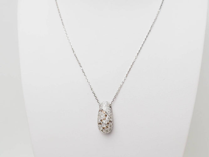 Collier Collier - Pendentif dôme en or blanc et diamants 58 Facettes 27313/27307