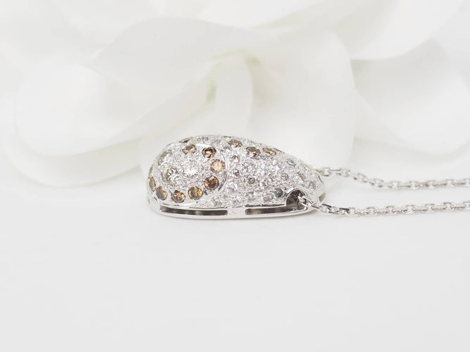 Collier Collier - Pendentif dôme en or blanc et diamants 58 Facettes 27313/27307