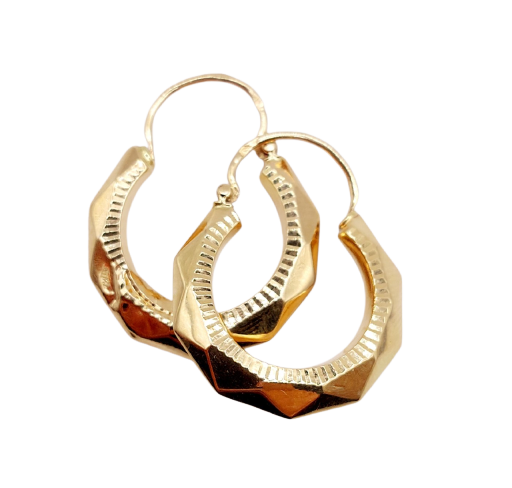 18k rose gold hoop earrings Art Deco with geometric patterns 