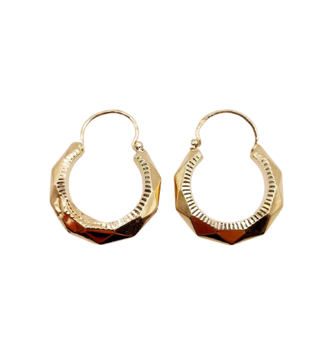 18k rose gold hoop earrings Art Deco with geometric patterns 