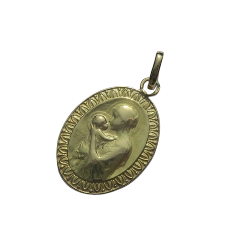 Dropsy - Child medal pendant Virgin Mary in yellow gold 