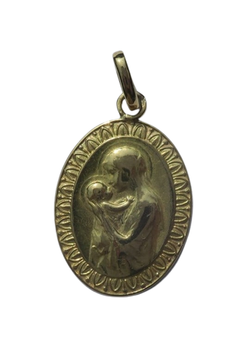 Dropsy - Child medal pendant Virgin Mary in yellow gold 