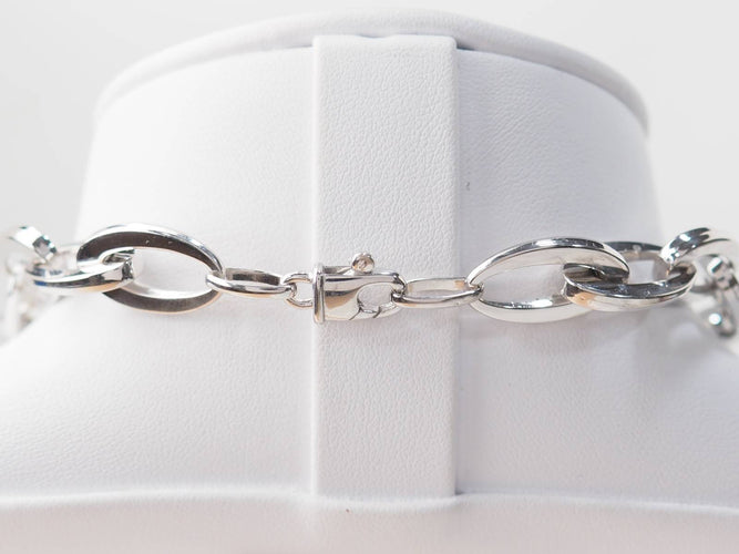 Collier Collier en or blanc 18 carats à maillons ovales – 25 g 58 Facettes 23426