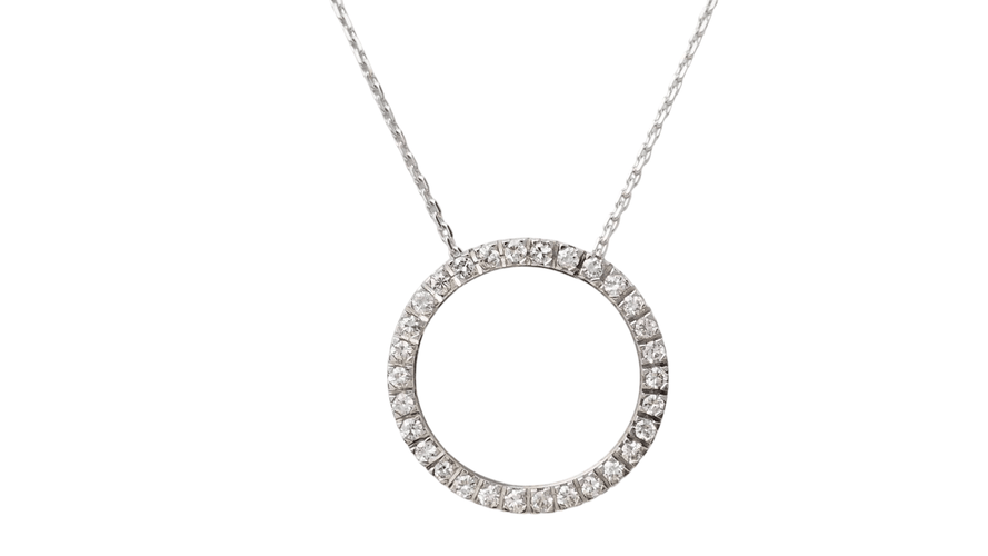 Collier Collier pendentif cercle en or blanc 18k et diamants 58 Facettes 32920