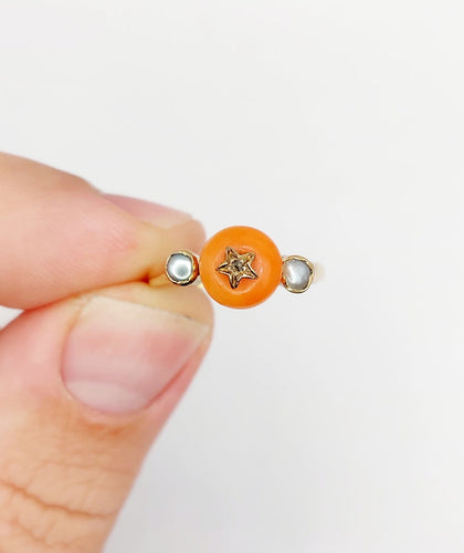 Bague 52 Bague antique en or 18K, corail, diamant et perles 58 Facettes A07393