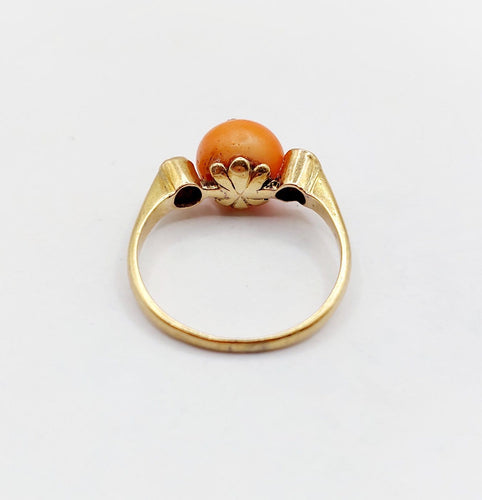 Bague 52 Bague antique en or 18K, corail, diamant et perles 58 Facettes A07393