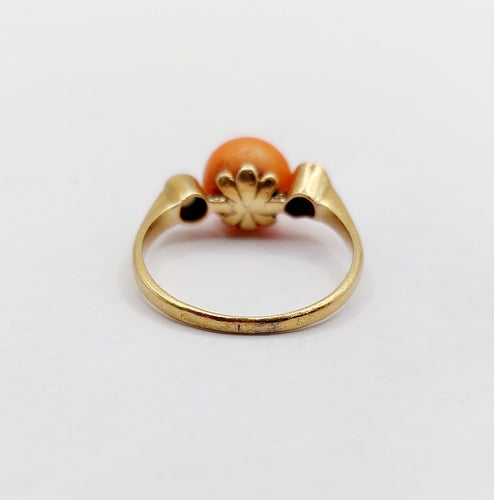 Bague 52 Bague antique en or 18K, corail, diamant et perles 58 Facettes A07393