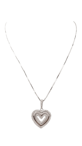 Collier Collier pendentif multi-cœurs en or blanc et diamants 58 Facettes 21089