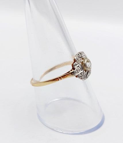 Bague 58.5 Bague Art déco en or 18K, platine et diamants taille rose 58 Facettes A07395