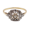 18K gold ring Art Deco, platinum and rose-cut diamonds 