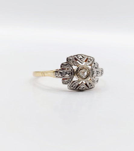 Bague 58.5 Bague Art déco en or 18K, platine et diamants taille rose 58 Facettes A07395