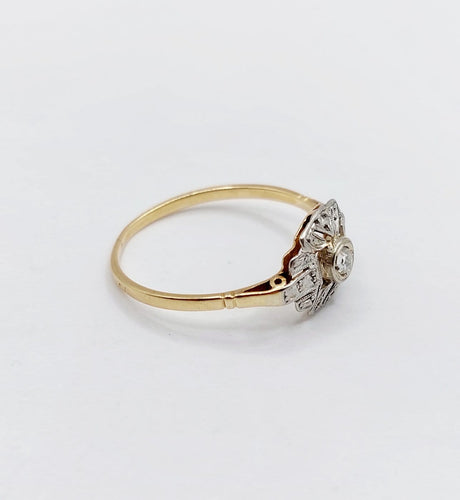 Bague 58.5 Bague Art déco en or 18K, platine et diamants taille rose 58 Facettes A07395