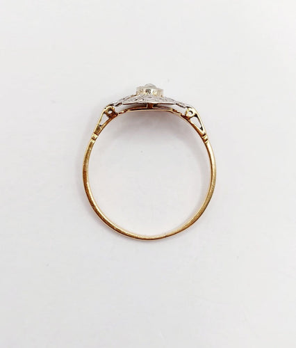 Bague 58.5 Bague Art déco en or 18K, platine et diamants taille rose 58 Facettes A07395