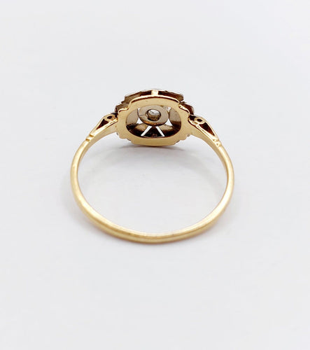 Bague 58.5 Bague Art déco en or 18K, platine et diamants taille rose 58 Facettes A07395